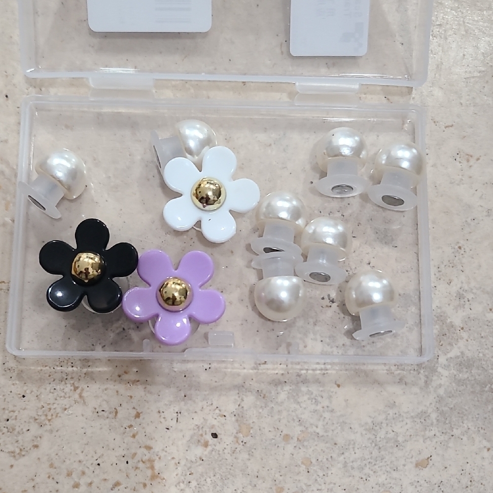 Floral and Pearl Earring Set